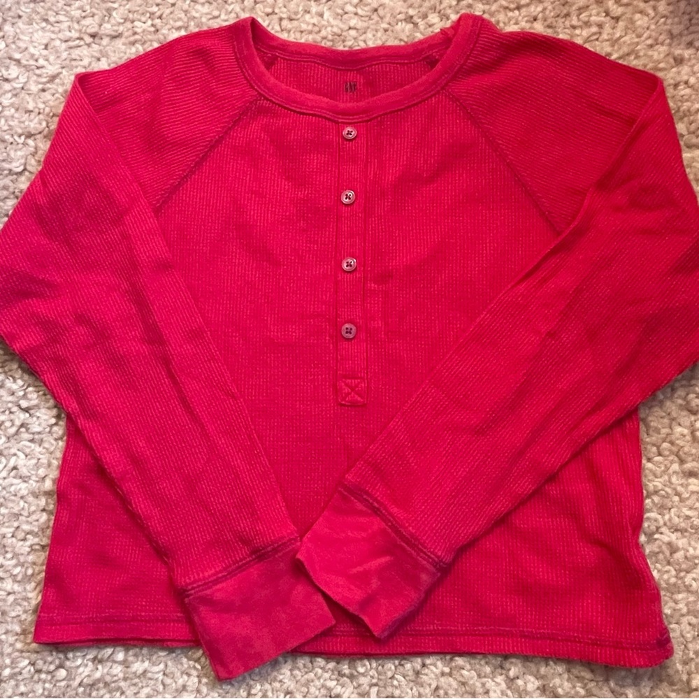 Hot pink girls childrens gap kids medium long sleeve thermal waffle shirt top
